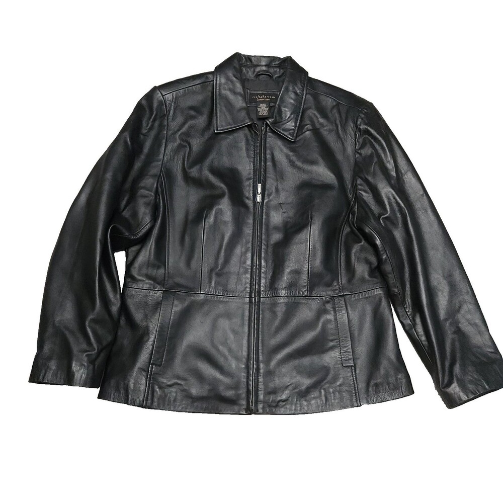 Croft & Barrow Lambskin Leather Jacket Women Size XL Moto Chic